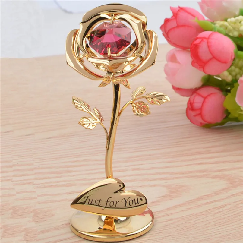 

New Crystal Rose Valentine's Day Diamond Ornaments Gift Box Keepsake Wholesale Free Shipping 3RA17