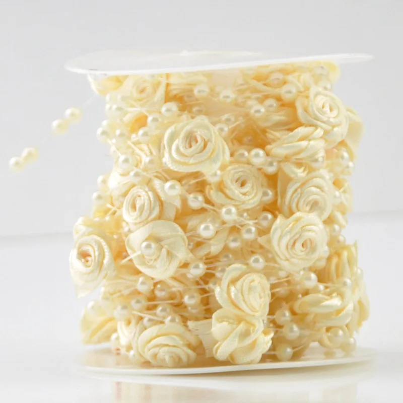 

10M/Lot Fishing Line Artificial Pearls With Flower Beads Chain Garland Wedding Bouquet Flower Decoration Party Supplies