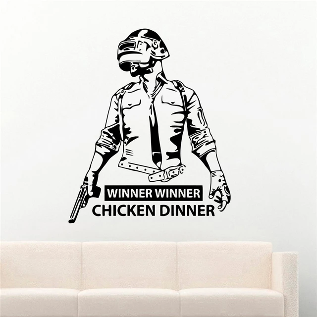 pubg vinyl wall decals soldier in helmet winner winner chicken