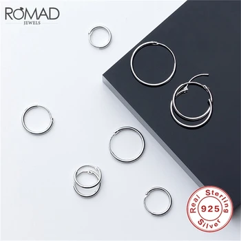 

ROMAD 925 Sterling Silver Women Hoop Earring For Women Round Circle Loop Simple Silver Earrings boucle d'oreille femme 2019 R4