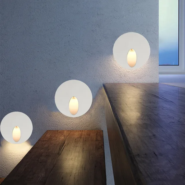 10 Pcs Wall Lamp Led Stair Light Aluminum Round 3w Recessed Step 10 Pcs Wall Lamp Led Stair Light Aluminum Round 3w Recessed Step Pathway