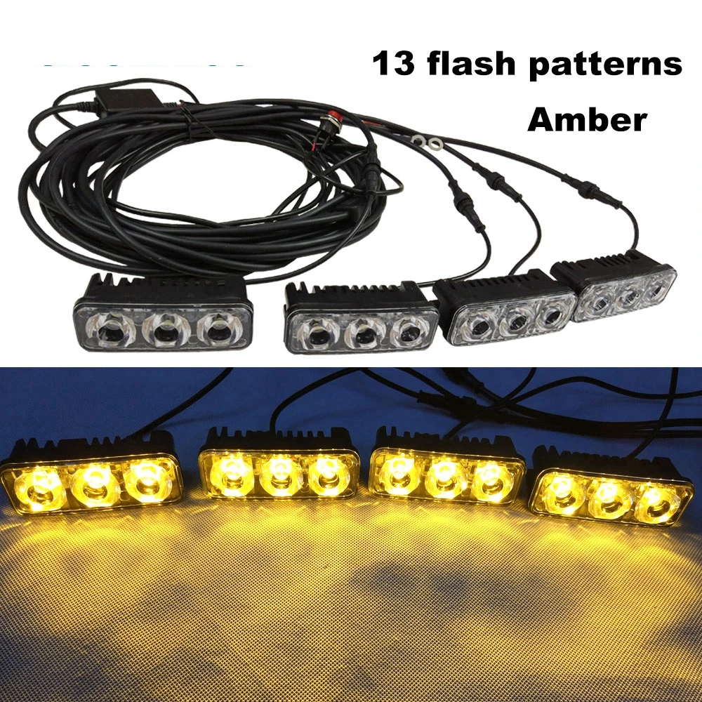 4 Pods Amber Led Work Light Strobe Light Bar Flashing Auto Driving Fog