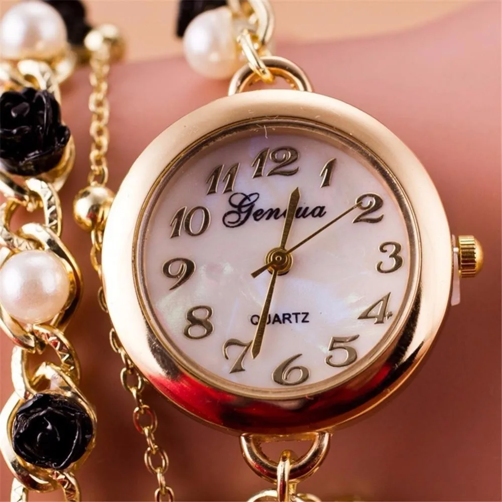 

Women Wrist Watch Bracelets2018 New Pearl Bracelet Wound Korean Form Analog Display Women Student Fashion Quartz Watches