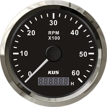 

High quality!!! 85mm Tachometer gauge tacho black faceplate stainless steel bezel boat car tachometer 0-6000rpm for gas engine