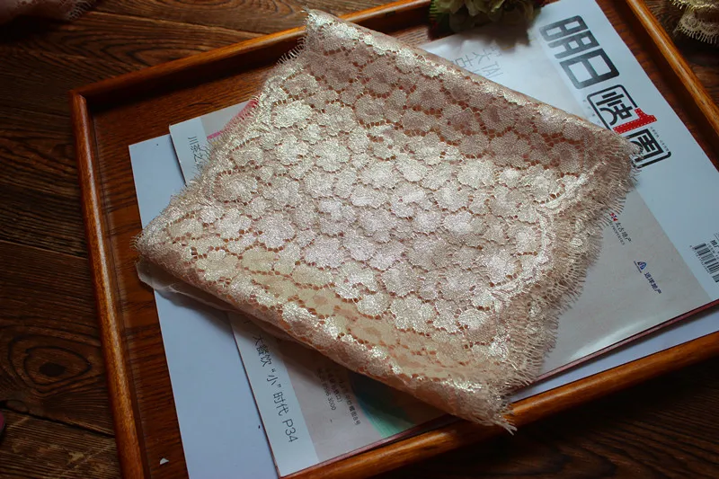 B Lt Pink with Gold 20 см шириной-3 метра(2 шт., 1,5 м/шт) DIY аксессуары для кружева черный золотой розовый красный ресницы кружева отделка для украшения одежды - Цвет: B Lt Pink with Gold