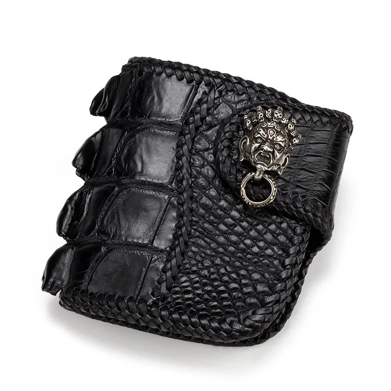 

100% Genuine Crocodile Skin Men's Short Card Holder Wallet Exotic Alligator Leather Zipper Coin Pocket Male Hasp Clutch Purse