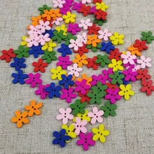 50/100 sztuk 15mm kolorowe kwiat Flatback DIY drewniane przyciski do szycia Craft Scrapbooking nowy