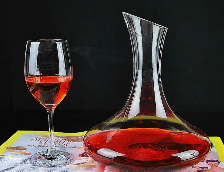 1PC 1500ML Glass Decanter Wine Whiskey Decanter Carafe Oblique Mouth Kettle Jug Dispenser Pourer Container Home Barware JS 1100
