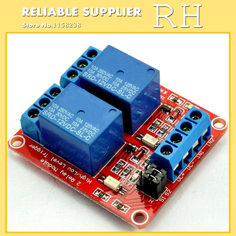 

1PCS/lot 2 Channel 2 Road relay module with optocoupler isolation Support high and low level trigger relay module 12V