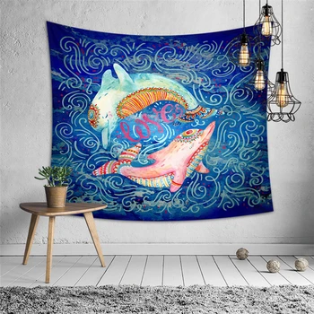 

Art Tapestry Wall Hanging Cartoon Dolphin Tapestry Mandala Animals Printed Wall Hanging Towel Polyester Yoga Mat Table Cloth