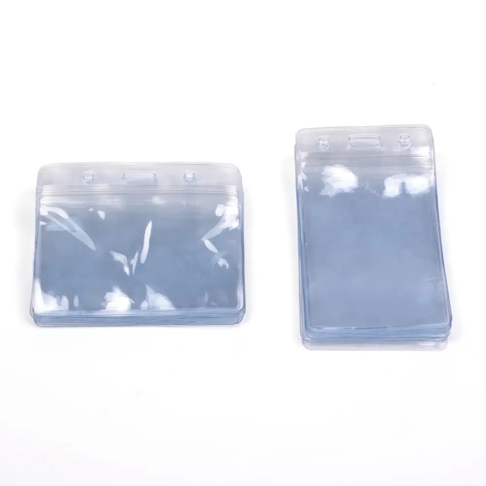 

XRHYY 20 pcs Clear PVC Business ID Badge Card Holder Case with Slot & Chain Holes (10 Horizontal#10 Vertical)