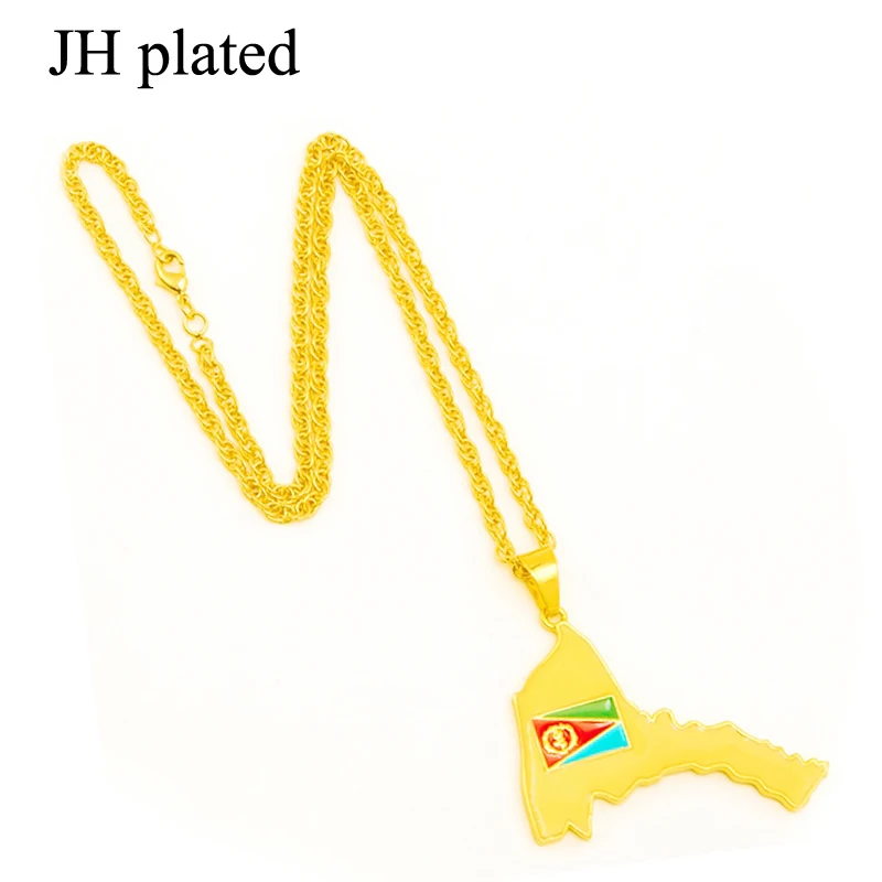 Ожерелья JHplated с подвеской в виде карты Эритреи и флага для женщин мужчин