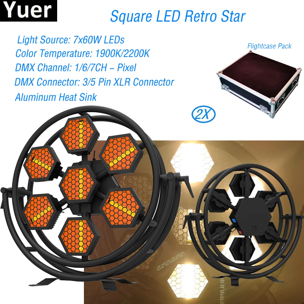 

2pcs/Lot LED 7X60W Retro Flash Light Stage Laser Spotlight DMX Square LED Retro Star For Disco DJ NightClub Bar LED Stage Lights