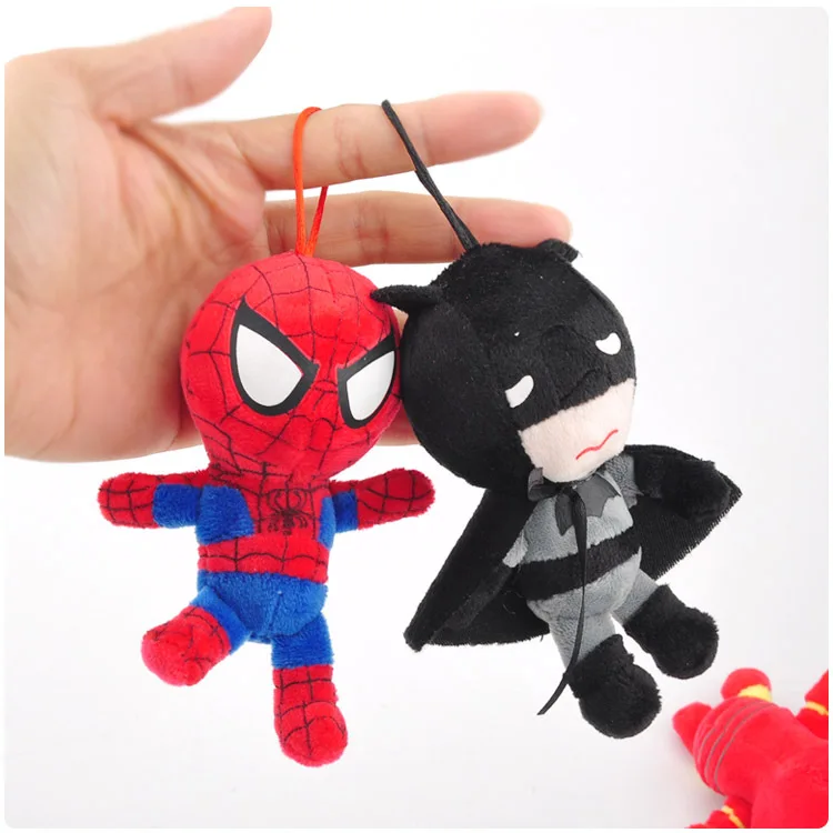 

cartoon Spiderman Iron Man batman Hero Series plush pendant toy doll clamshell doll plush keychain 12cm wj04