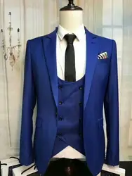 На заказ/голубого цвета Slim Fit Свадебные костюмы для мужчин комплект из 3 предметов Бизнес Пром костюмы для званого обеда Блейзер смокинг для