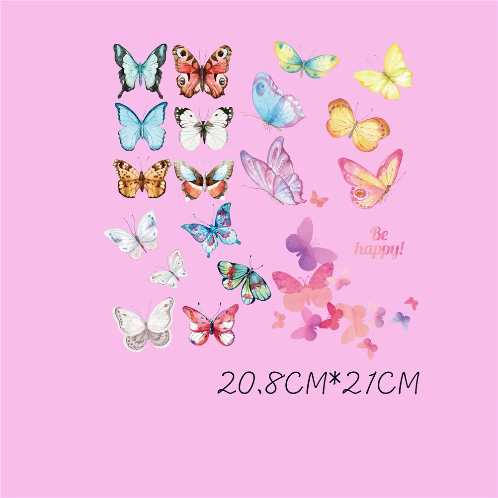 

HOT 1pc DIY Clothes Flower Birds butterfly camera A-level Appliques Patch Heat Transfer Iron Washable Stickers Accessory