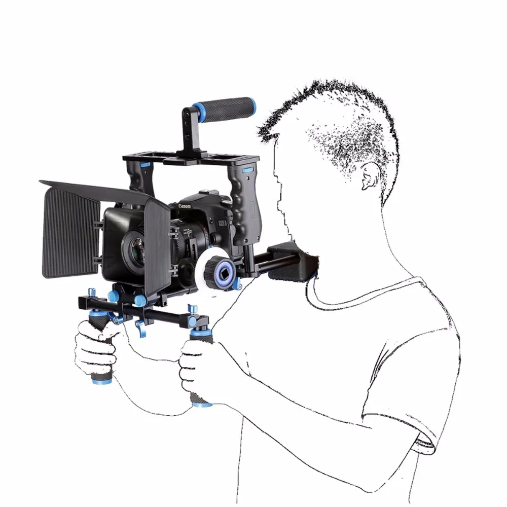 

YELANGU D221 DSLR Rig Camera Cages Shoulder Mount Kit 103A-A with Matter box Follow focus and Shoulder mount