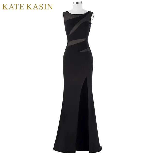 Kate Kasin Moulante Longue Noir Robes De Soirée 2018 Sexy Fente dentelle Formelle Robe Voir À