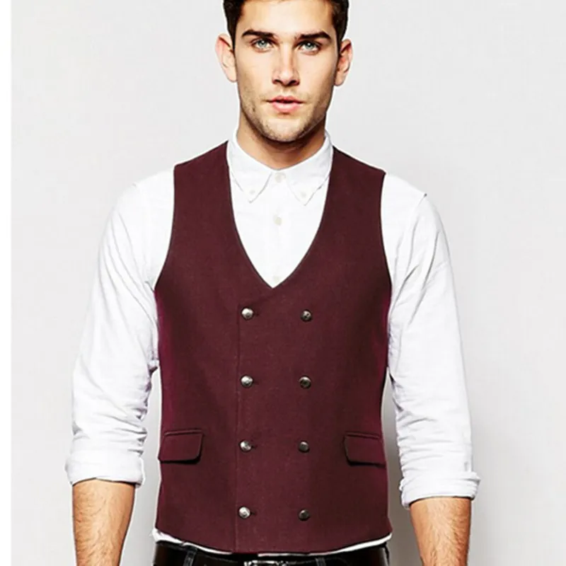 2017 new style custom made men vest Burgundy vest wine Red business