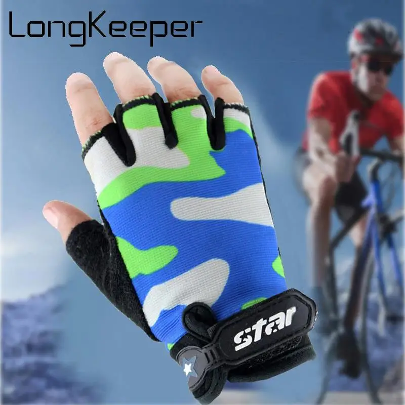 Fashion Half Finger Gloves Men Women Kids Camouflage Fingerless Mitten Outdoor Sport Cycling Breathable Non-slip Luvas Guantes