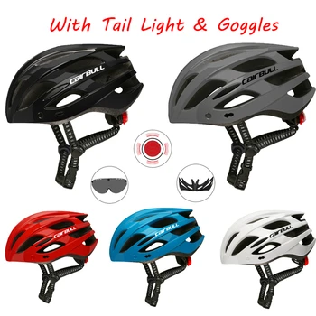 

Outdoor Mountain Bike Riding Helmet with Tail Light & Goggles Adjustable Men Women Cycling Helmet Safety Bicycle Helmet