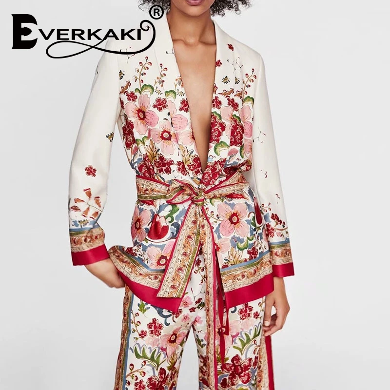

Everkaki Women suit blazer floral designer jacket korea fashion 2019 Long sleeve ladies blazer female office coat
