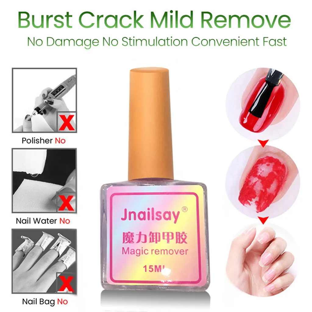 

Gel Polish Remover Jnailsay 16ML Nail Gel Polish Burst Magic Remover UV LED Nail Polish Cleaner Nail Art Magic Remover