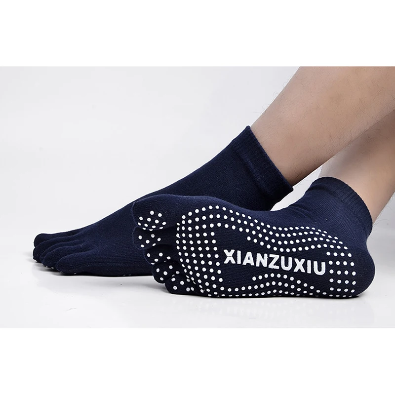 Brotock, мужские хлопковые дышащие Нескользящие массажные носки для йоги, хлопковые спортивные носки для йоги с пятью пальцами, носки с 5 пальцами