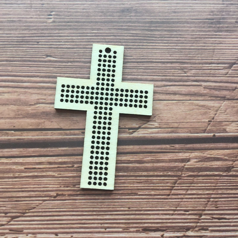 50x diy Ручная вышивка крест ожерелье мини деревянный крест