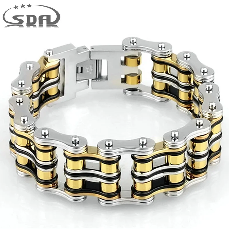 SDA 24 мм ширина крутой панк 316L нержавеющая сталь ювелирные изделия для мужчин байкер велосипед мотоцикл цепь мужские браслеты мужские s браслеты и браслеты