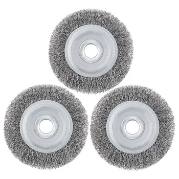 

3Pcs 100Mm Diameter Stainless Steel Wire Polishing Brush Wheels Set With 16Mm Hole Parallel Shape For Polished Derusting Tools