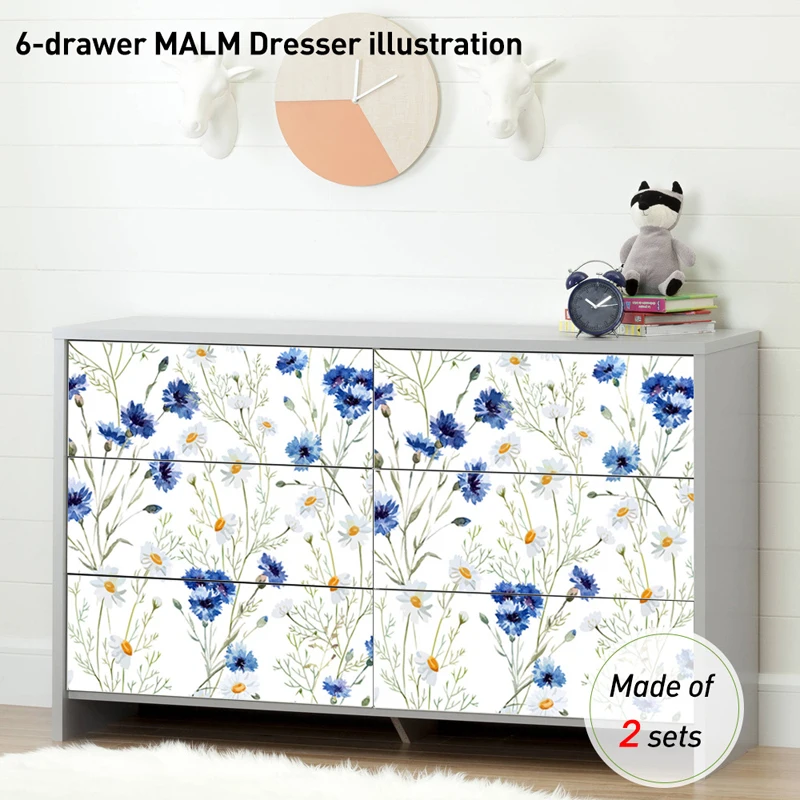 Tofok Fresh Camomile Cabinet Stickers Flowers Self Adhesive Drawer