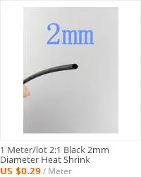 1 м/лот 2:1 черный 3 мм Диаметр Термоусадочная
