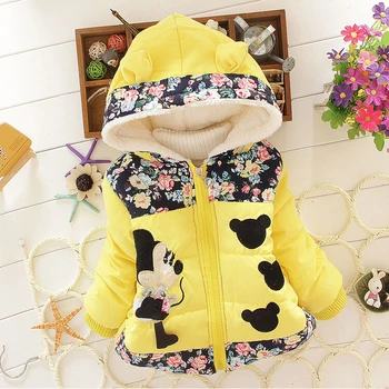 

New Winter Baby Girls Minnie Jacket Kids Cotton Warm Coat Chirdren Character Lovely Thick Hoodies Outerwear Girls Vest