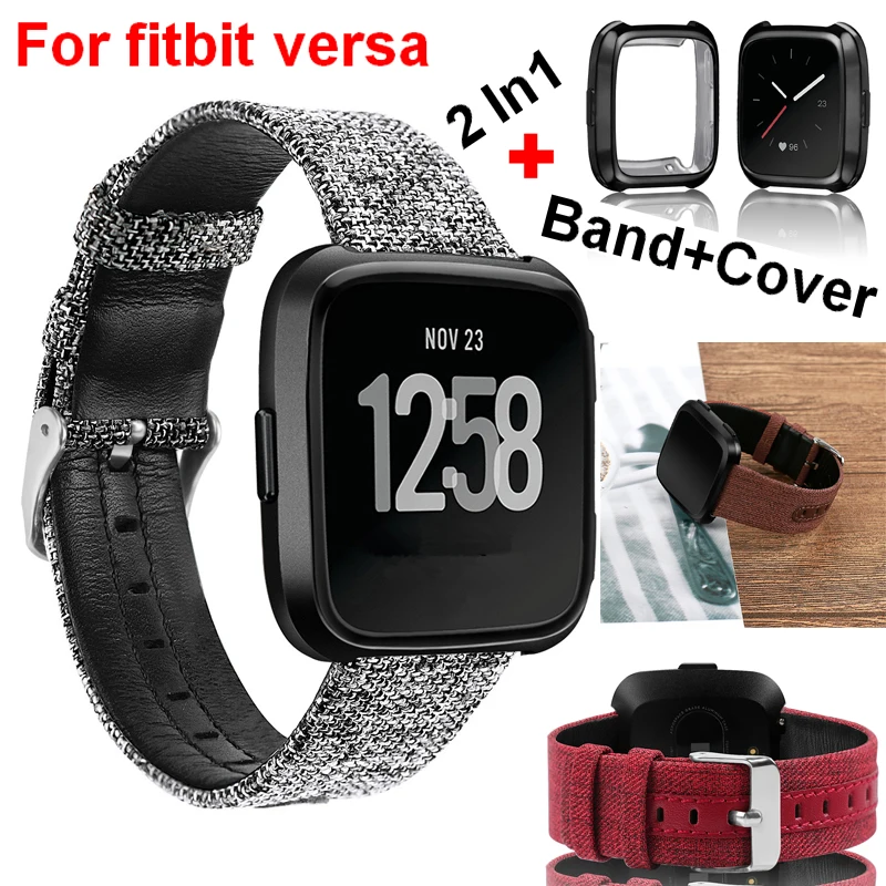 Ремешок для часов COMLYO 2 в 1 регулируемый сменный холщовый Браслет Fitbit Versa
