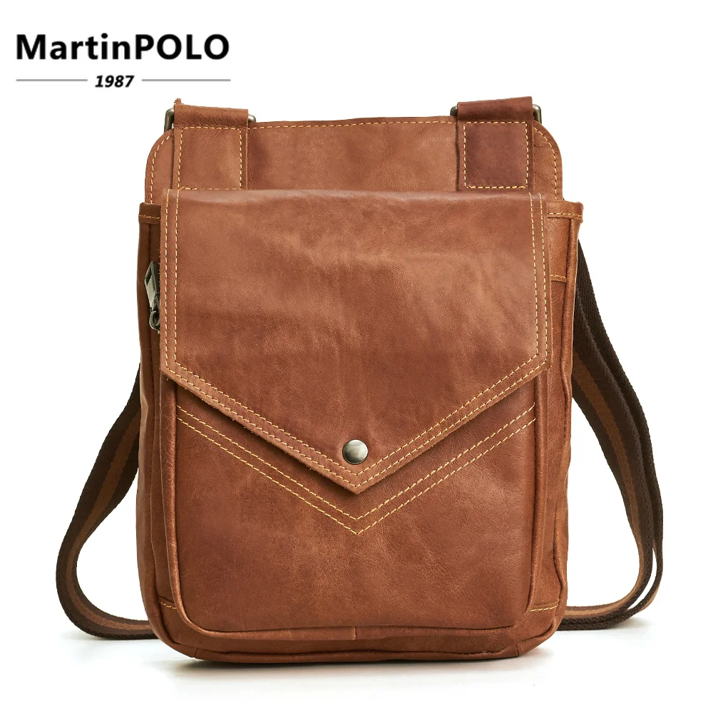 

Brand Men's Bags Genuine Leather male Crossbody Bags Small Casual Flap Men Leather Messenger Bag Men's Shoulder Bag Handbag 6361