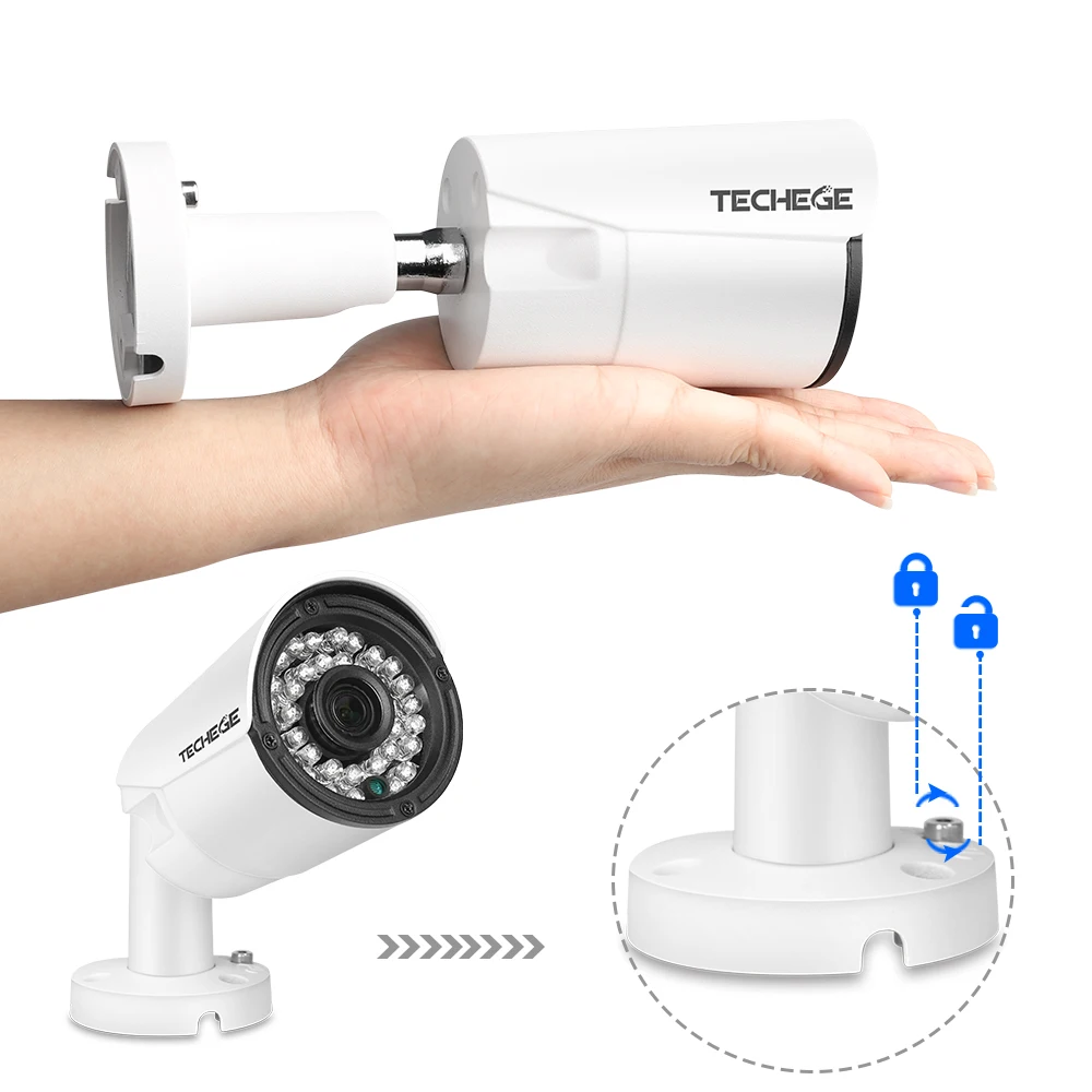 Techege H.265 аудио безопасности IP камера POE 4MP ONVIF Открытый водонепроницаемый CCTV Камера видеонаблюдения для POE NVR DC12V 48 в PoE