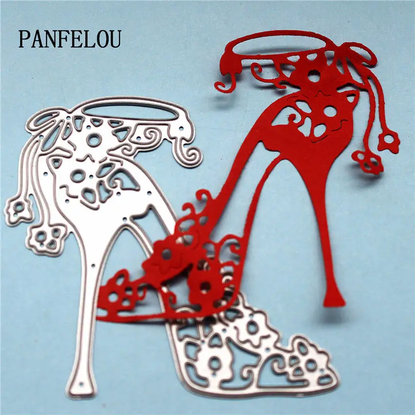 PANFELOU/металлическая кружевная обувь на высоком каблуке; Бумажные высечки для скрапбукинга/DIY; открытки на Рождество, свадьбу, Хэллоуин - Цвет: 10x8