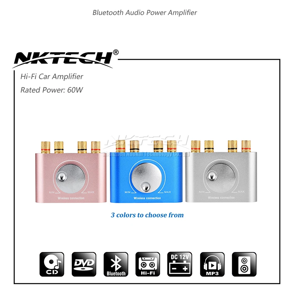 NKTECH NK-F900 автомобильный усилитель мощности Bluetooth 4,2+ EDR цифровой плеер мини 2x60 Вт Hi-Fi стерео аудио AUX USB кинотеатр для телефона MP3