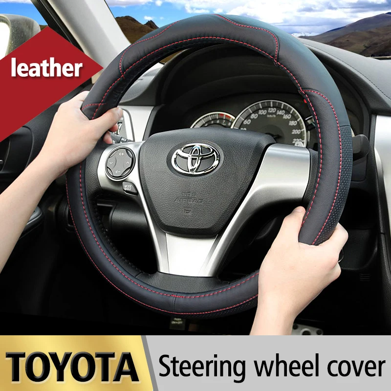 Shining Wheat Black Artificial Leather Steering Wheel Cover For Leather Car Styling Steering Wheel Cover For Toyota Corolla Avensis Yaris Rav4 Hilux Prius Auris 2017