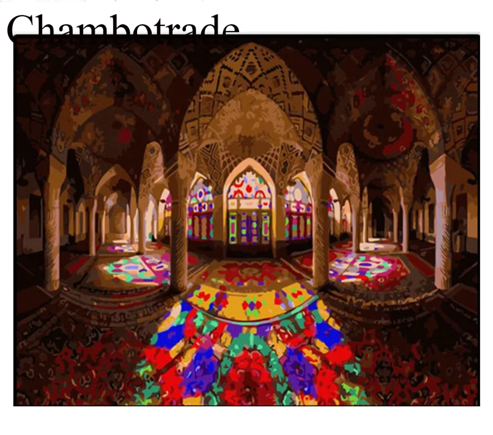 

DIY By Numbers Islamic Scene Posters Frameless Canvas Painting Modern Home Decorative Living Room Wall Art Type Modular Pictures