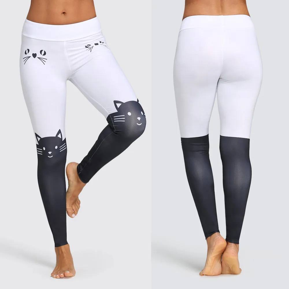 

JAYCOSIN 2019 Running Pants Women Cat printing High Waist Push Up Legging Fitness Athletic Flexible Training Pants 40#