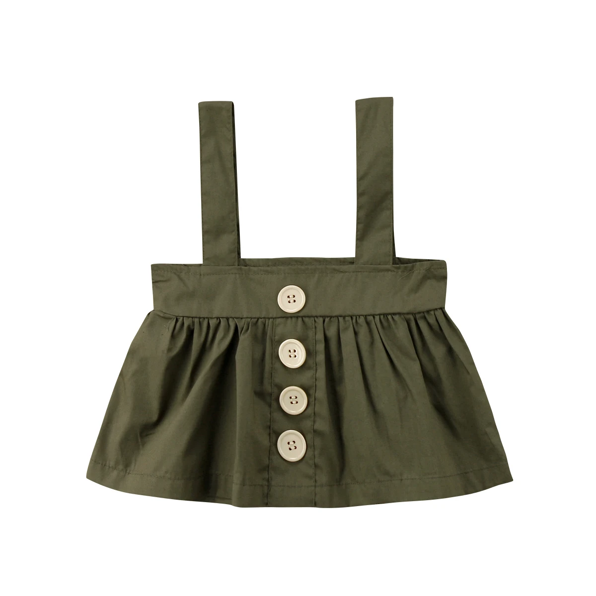 Cute Baby Girl Summer Bib Overalls Button Down Straps Grey Green Skirts
