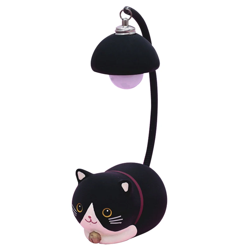 

Creative Cute Lucky Cat Desk Lamp Ornaments Black and White Cat Night Light Cartoon Lucky Cat Model Crafts Kids New Year Gifts