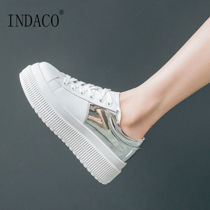 

2019 Sneakers Women Platform Casual Shoes Silver White 5cm