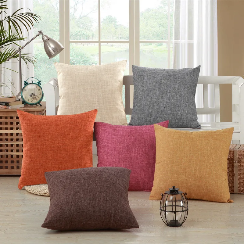 

12 Colors Solid Modern Linen/Cotton Soft Sofa Bed Cushion Cover Throw Nap Pillow Case Car Office Decorbox Home Decor Supplies