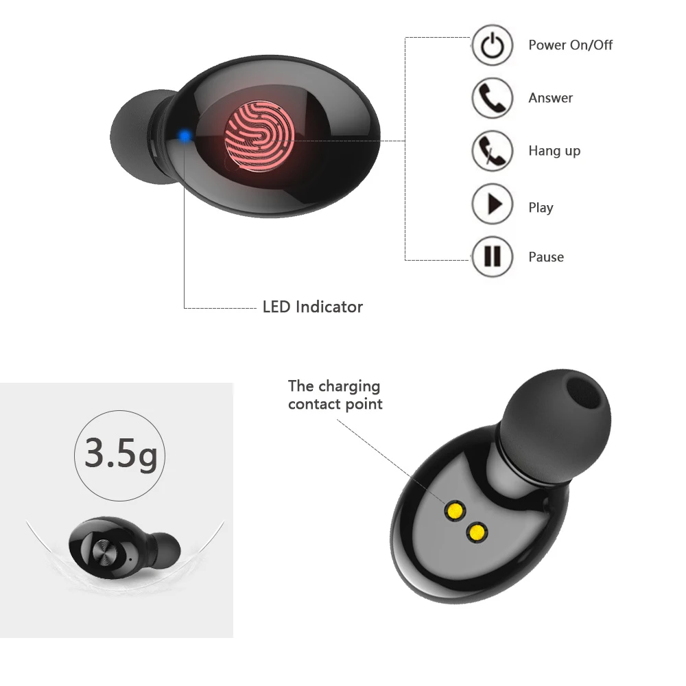 XG12 TWS Bluetooth 5 0 гарнитура стерео беспроводные наушники redmi Спортивная bluetooth для xiaomi