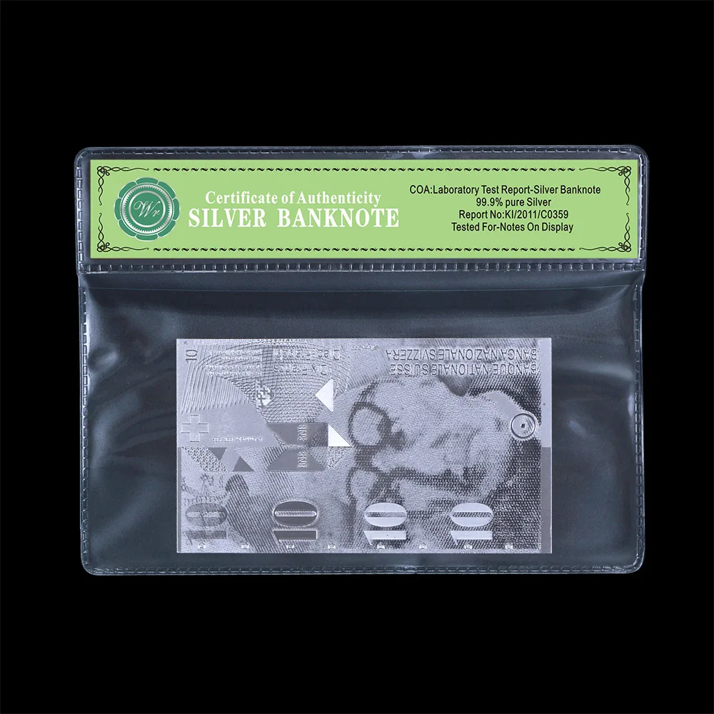 Самые продаваемые товары для швейцарские банкноты специальные серебряные 10 швейцарские банкноты подарки с серебряным покрытием с КоА рамкой