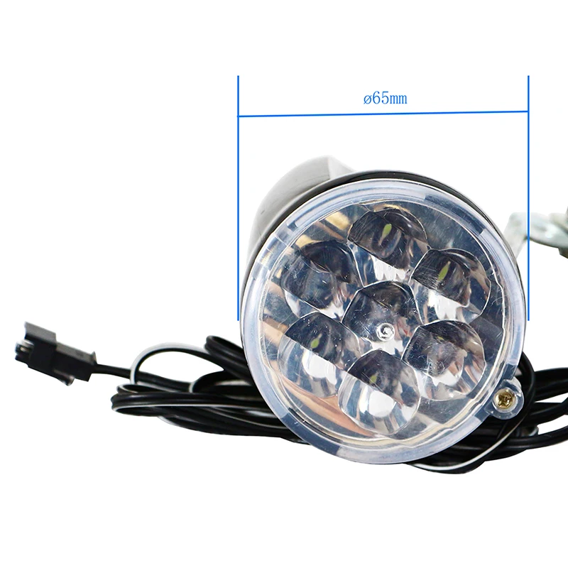 Discount 36V Electric Bicycle Headlight Bike Connector 200cm Wire MTB Road Bike Front Lamp on Front Fork Motorcycle Ebike LED Light Velo 4