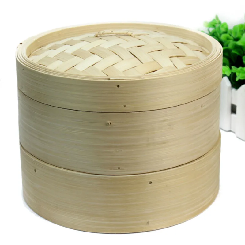 2 Layer Chinese Bamboo Steamer Steamed Buns Dim Sum Rice Kitchen Steamer Shelf Rack Steaming